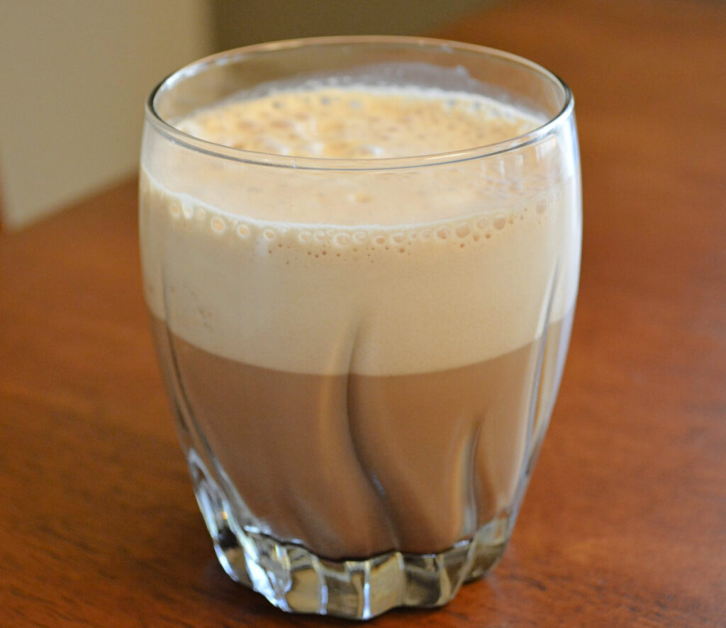 coffee and milk flavored with vanilla for a copycat starbucks drink