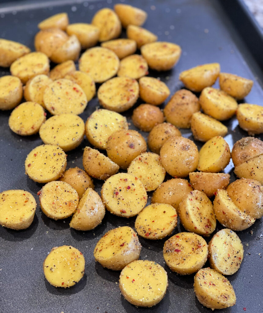 chopped yellow potatoes seasoned with Italian dressing mix