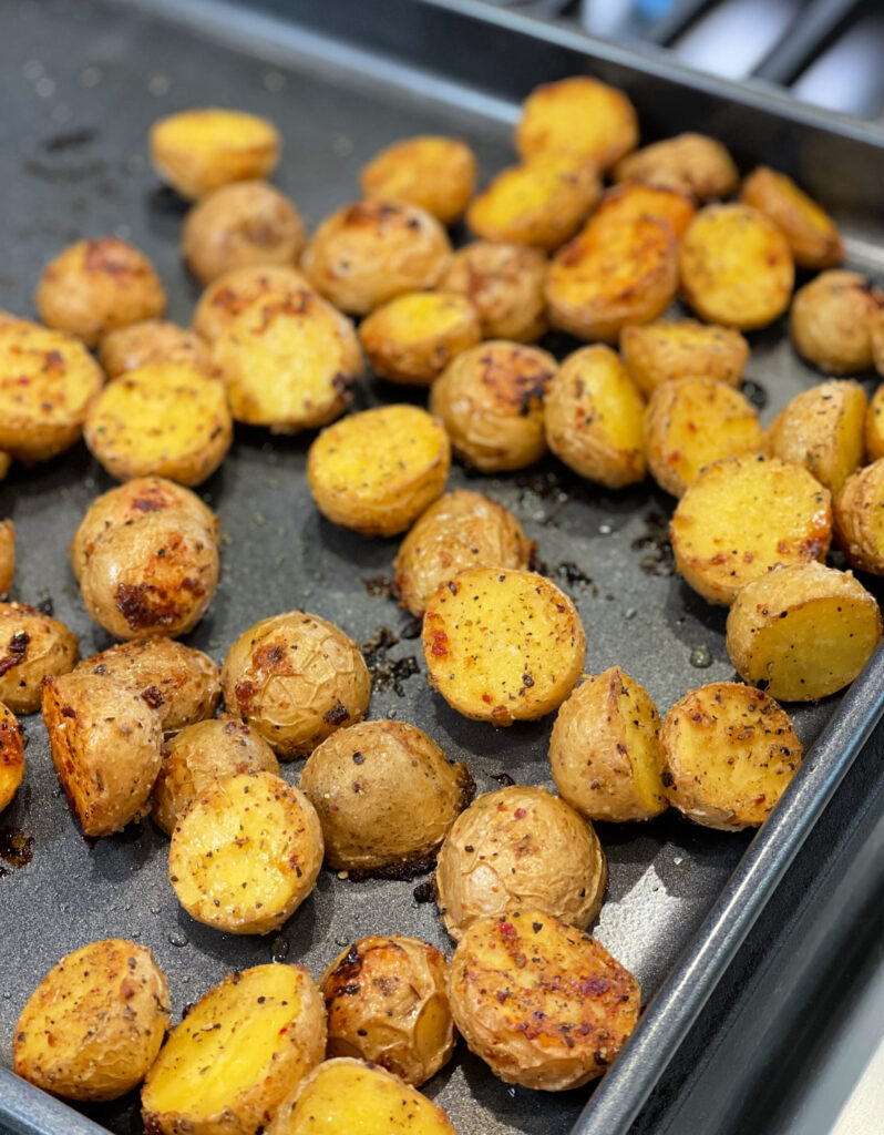 diced, roasted potatoes that are seasoned and tender