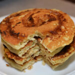 classic pancakes with a cinnamon roll swirl throughout