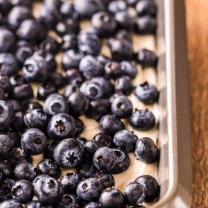 juicy blueberries placed on top of the cake