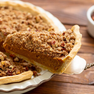 a slice of apple butter pumpkin pie