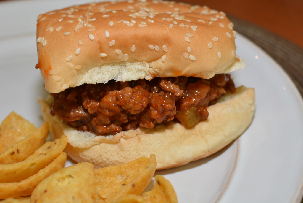 Sloppy joes served on a hamburger bun
