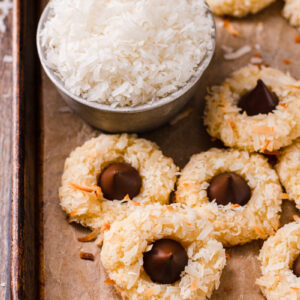 macaroon cookies with a hershey kiss in the middle