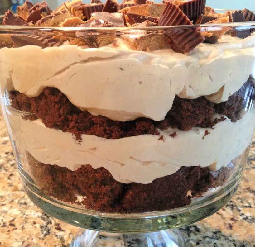 chocolate peanut butter layers combined into a trifle