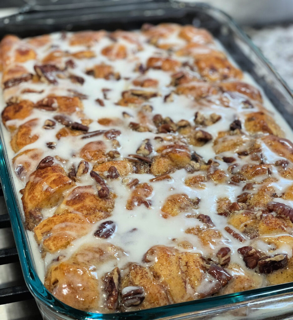 cinnamon rolls and French toast combine into a flavor packed casserole