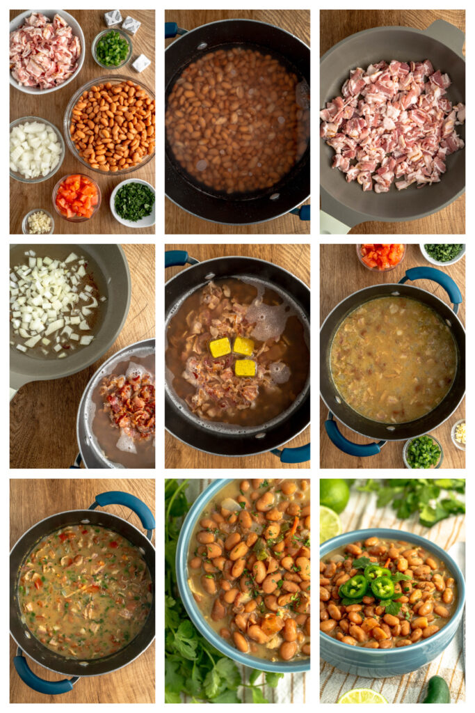 step by step on how to make charro beans.