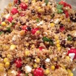 black beans, corn, feta, and quinoa combined in a lime vinaegrette to create a mexican quinoa salad