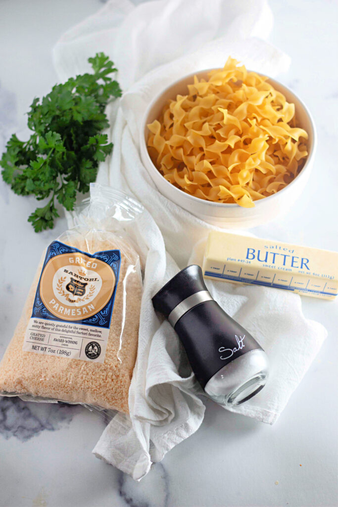 all the ingredients needed to make Amish noodles.