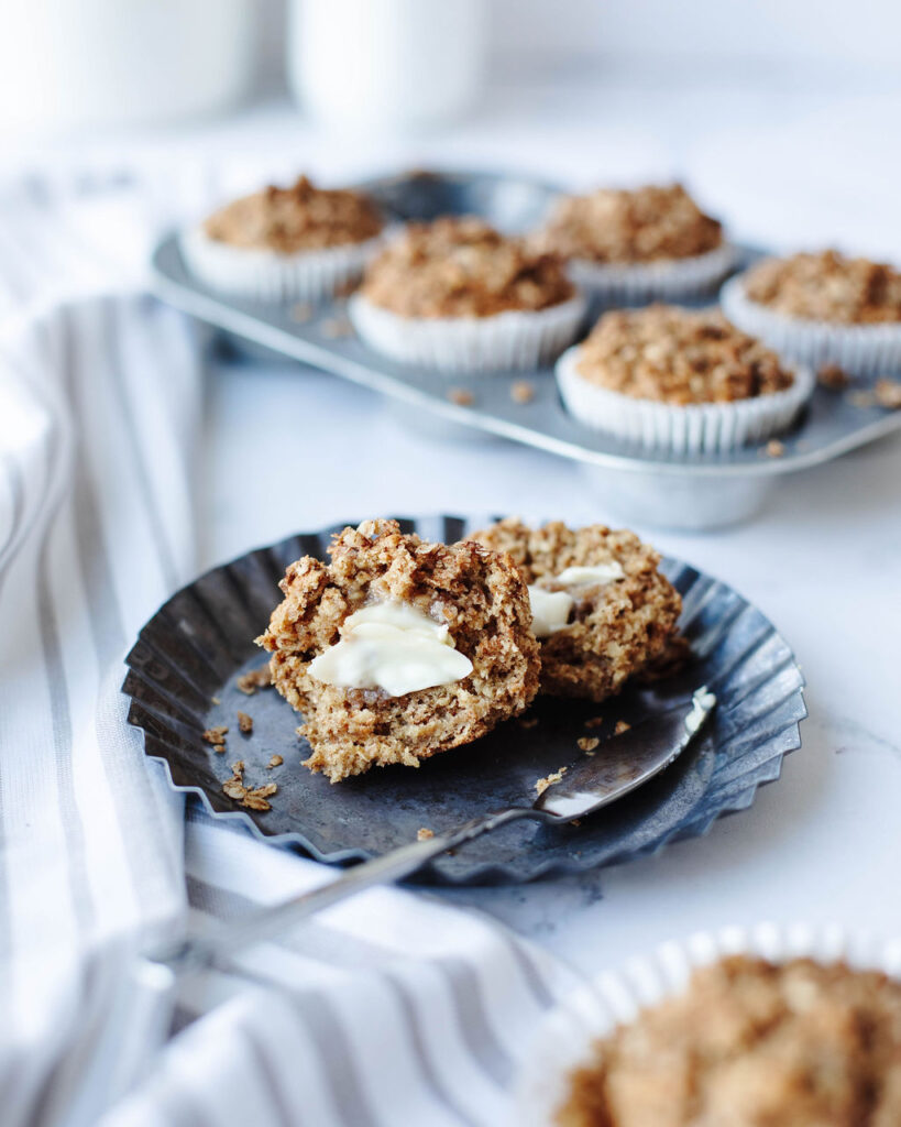 a baked healthy treat with a spread of butter on top.