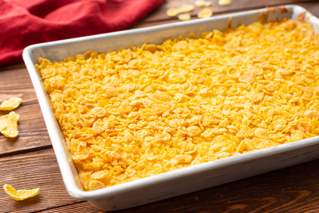 cheesy potatoes combined with a crunchy topping
