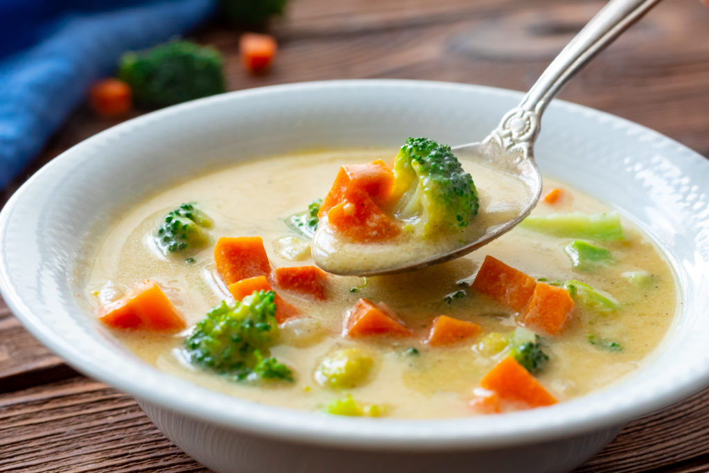 Broccoli Cheese Soup with extra carrots and broccoli
