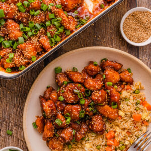 a serving of asian honey sesame baked chicken