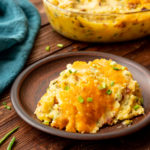flavorful mashed potatoes loaded with bacon,cheese, sour cream, and green onions throughut