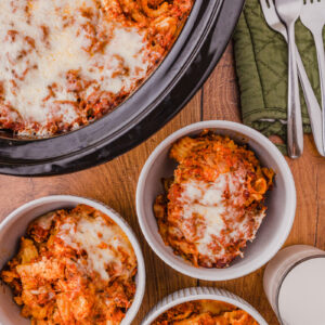 tender noodles coated in sauce and cheese cooked in the crockpot