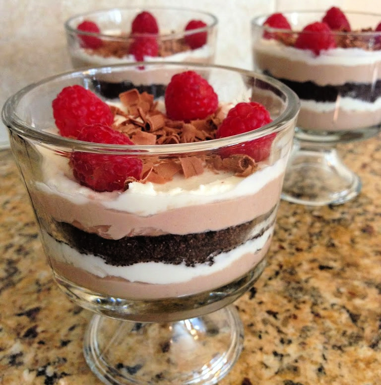 layers of a coffee mixture, homemade whipped topping, cookie crumbs, and chocolate shavings combine into this tiramisu trifle
