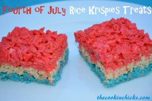 Fourth of July Rice Krispies Treats on a plate!