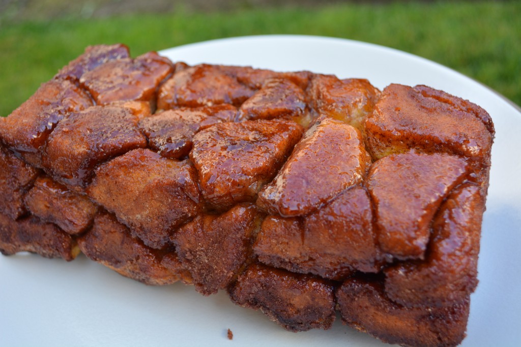 Cinnamon Sugar Pull Apart Loaf on a plate ready to serve!