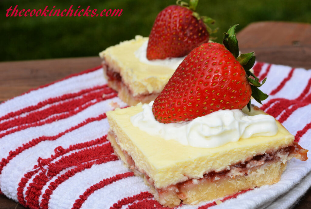 shortbread bars with strawberry and lemon flavors combined