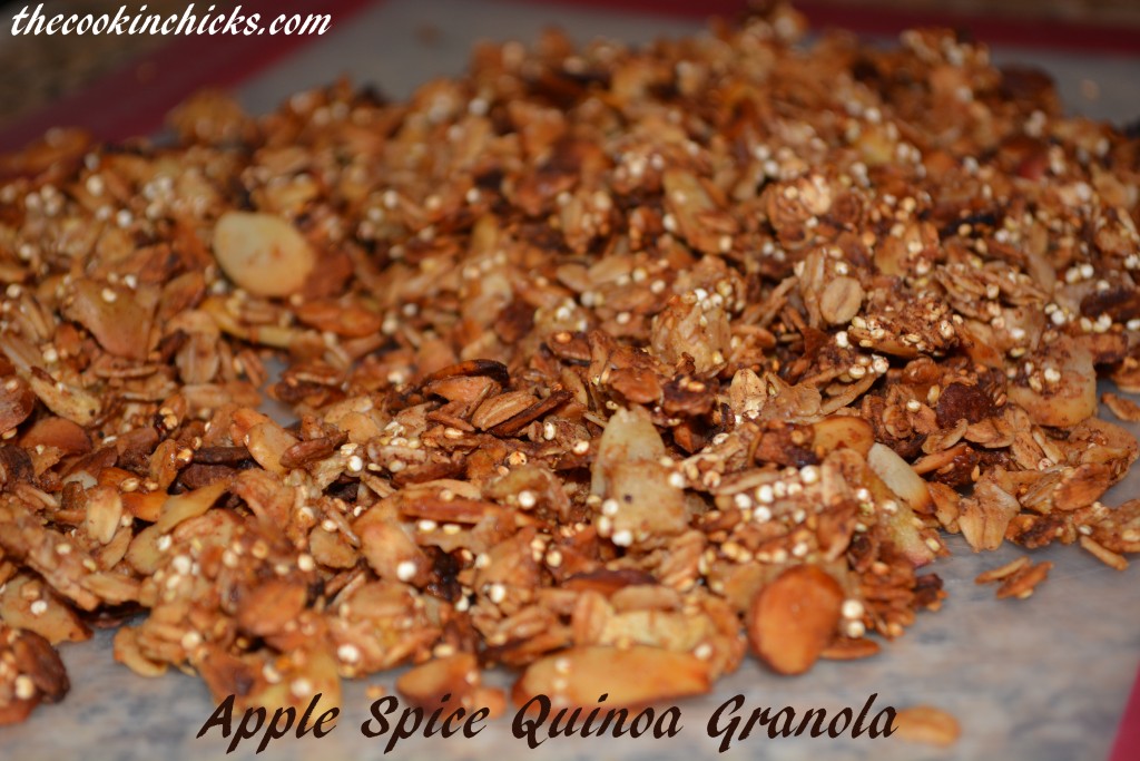 apple, spices, and quinoa combined into a flavorful granola