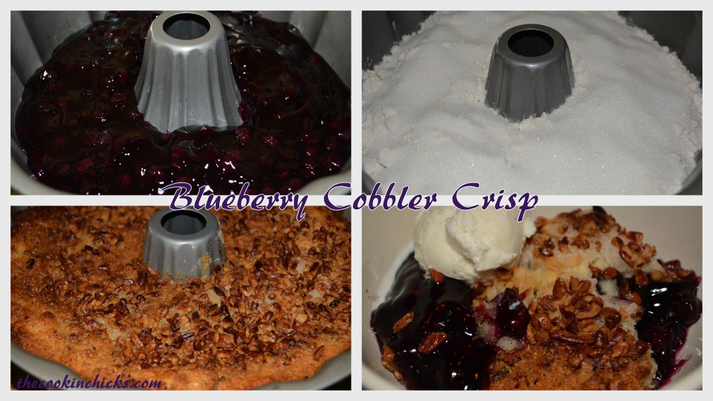 a step by step tutorial collage of photos showing how to make blueberry cobbler