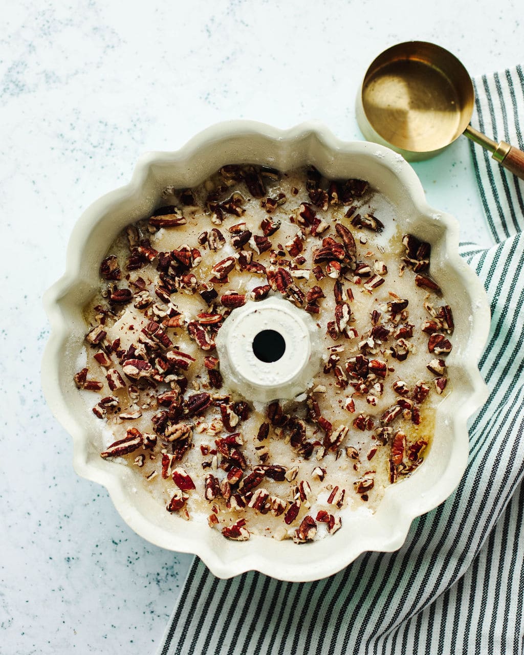 Close-up of buttery Bisquick blueberry crisp with pecans