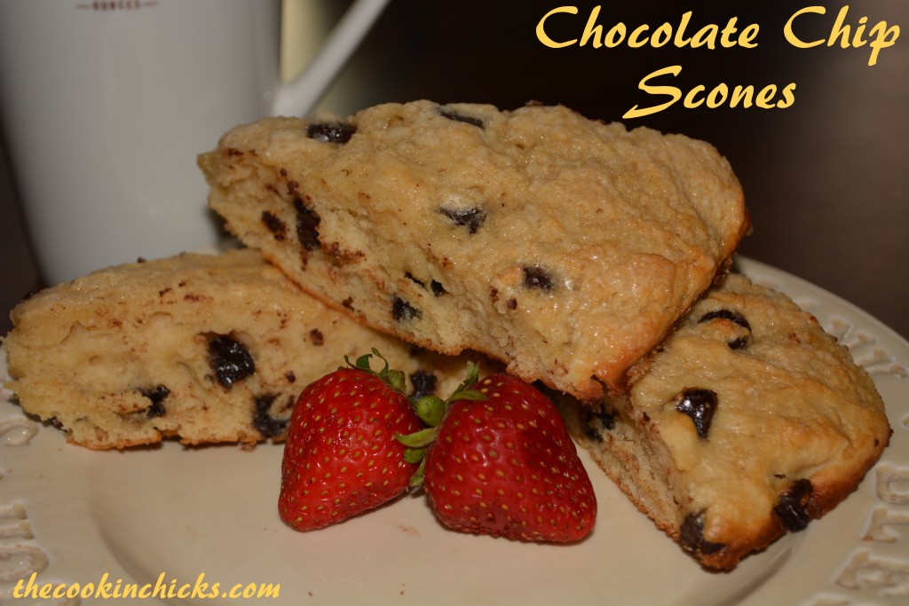 fluffy and flavorful scones with chocolate chips throughout