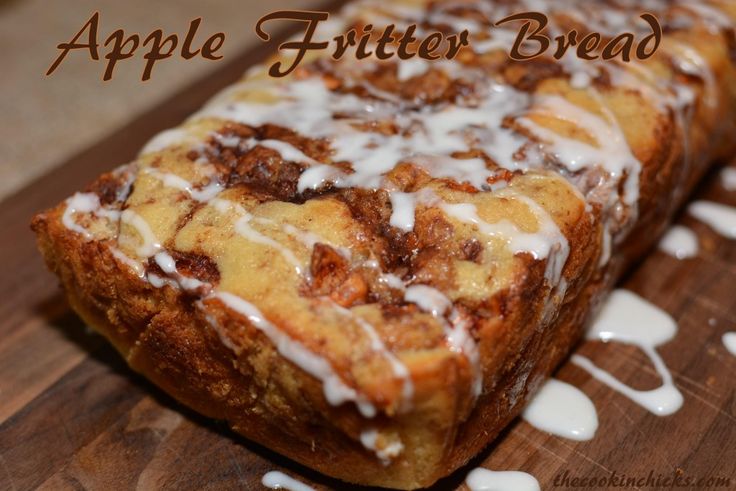 glaze drizzled over an apple bread to create an apple fritter taste