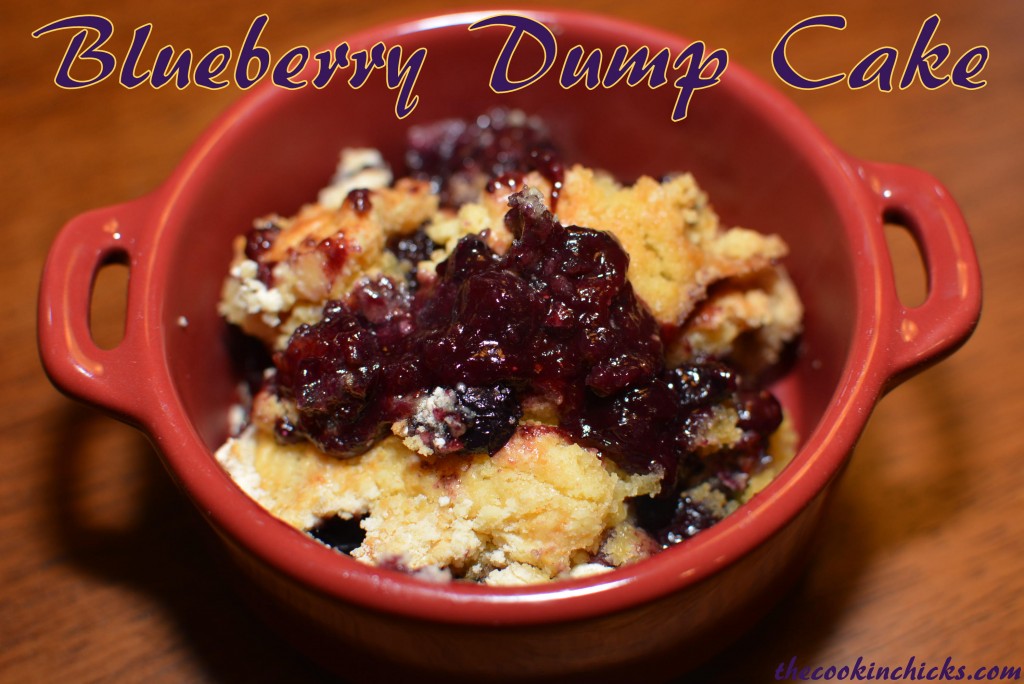 a flavorful dump cake with blueberries and yellow cake combined into a sweet treat