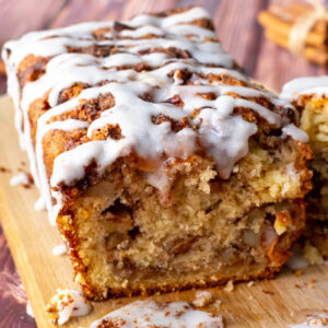 fluffy, flavorful apple bread with cinnamon swirls throughout