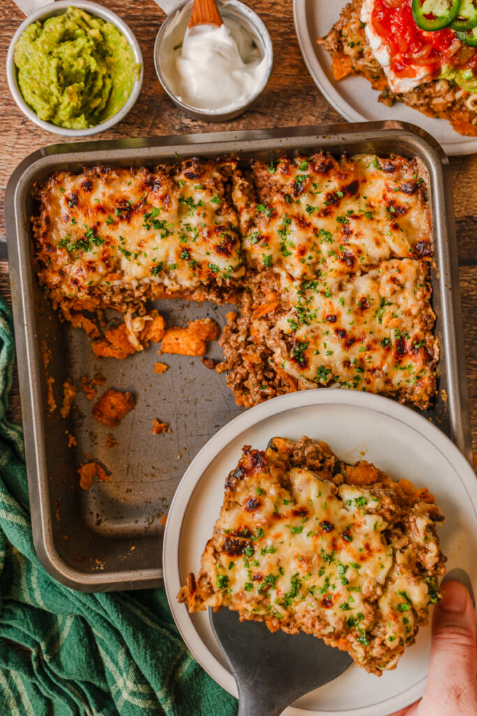 a Tex-Mex inspired casserole in a baking dish.