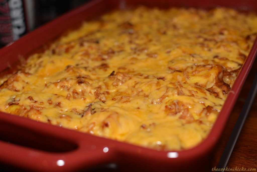 cheesy chicken and rice combined into a flavorful casserole