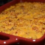 tender rice, chicken, and cheese combined into a flavorful casserole
