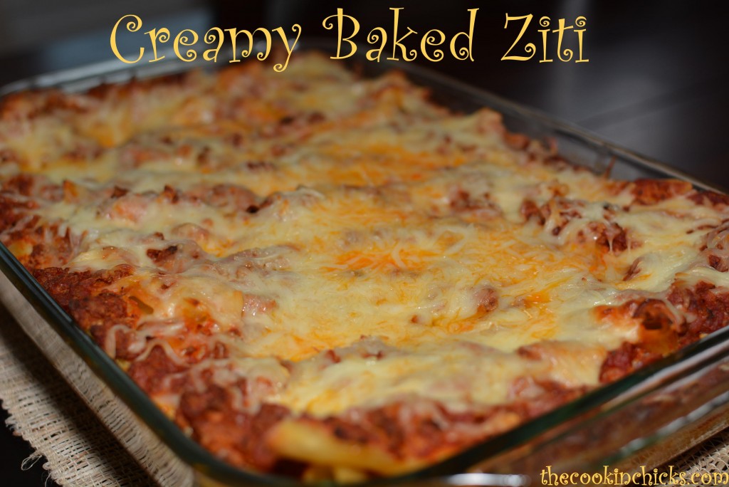 tender ziti pasta covered in a creamy sauce and cheese