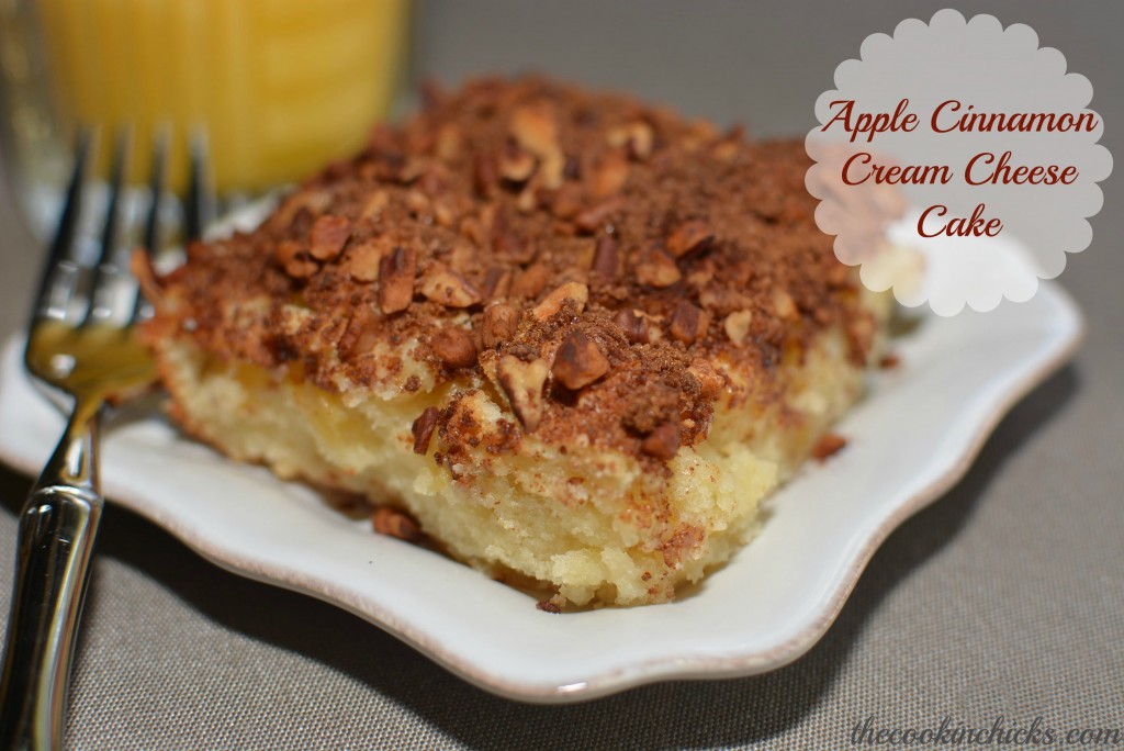 moist, flavorful cake with apple bitsd throughout and a cinnamon crumble topping