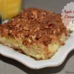tender cake with apple bits throughout and a cinnamon topping