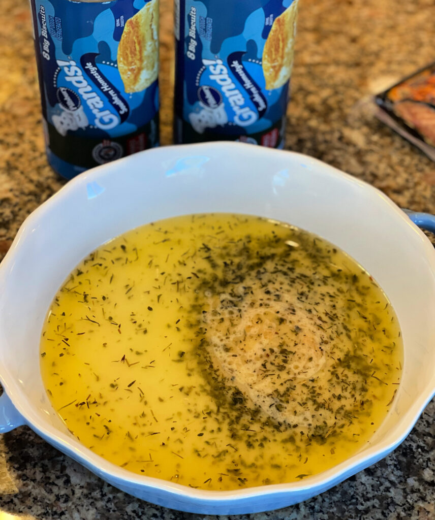 melted butter combined with Italian seasoning, garlic, and salt
