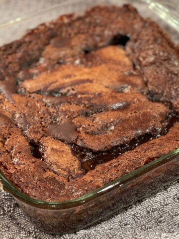 baked pudding cake fresh from the oven