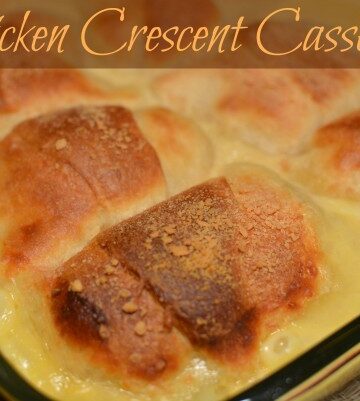 shredded chicken combined with cream cheese and stuffed in crescent rolls. Baked in a flavorful gravy to create a casserole