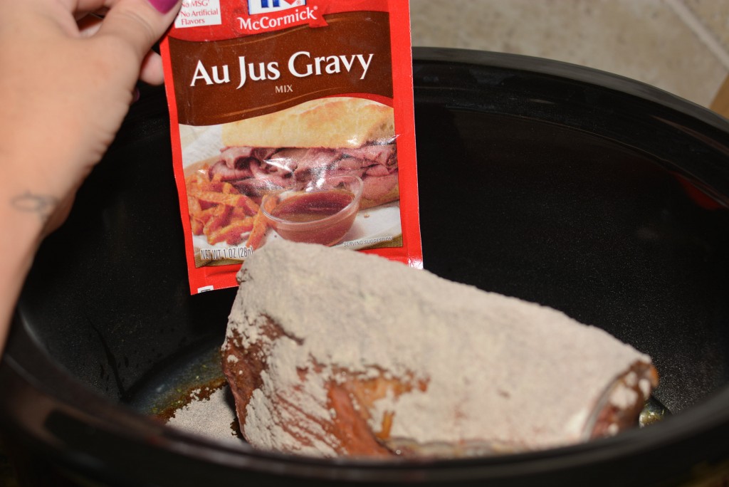 au jus gravy sprinkled over chuck roast