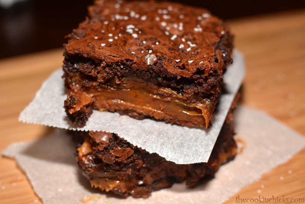 fudge like brownies with a caramel center and sprinkled salt topping