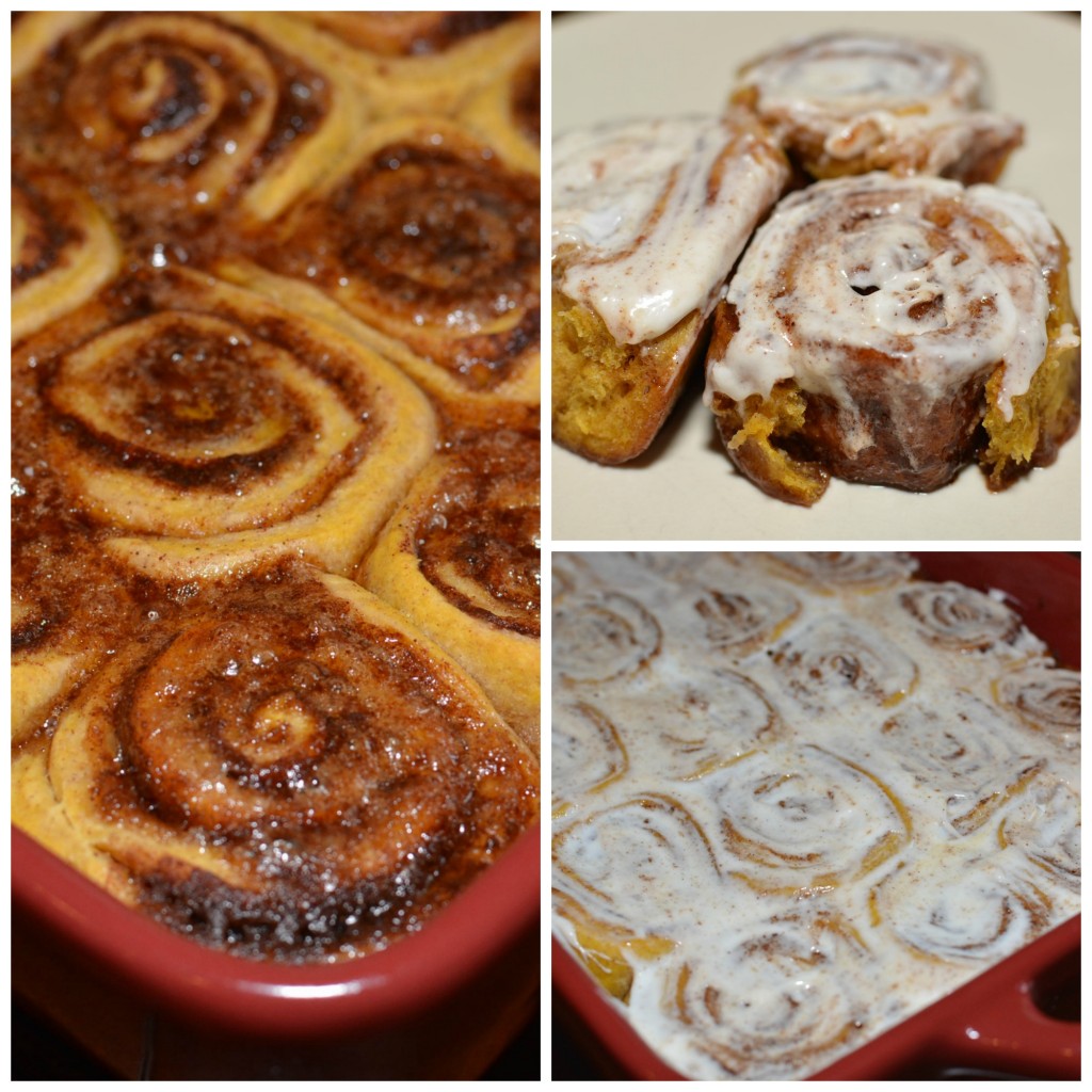 Cream cheese frosted pumpkin cinnamon rolls