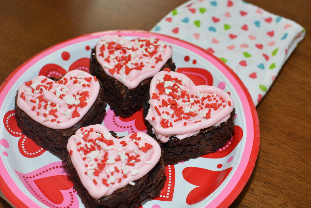 chocolate brownies with a buttercream frosting and sprinkles