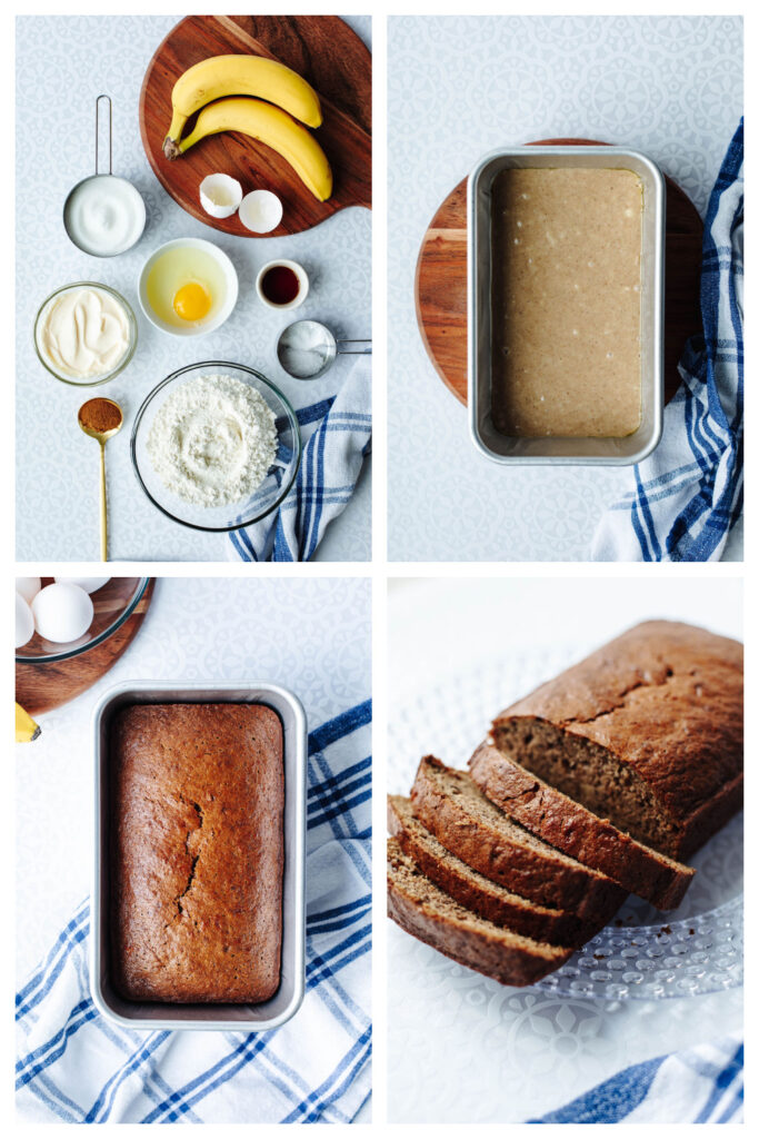 step by step on how to make a moist banana bread.