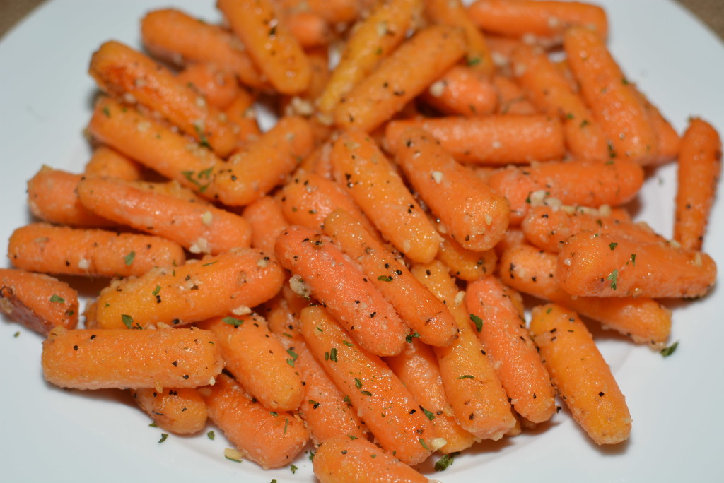 roasted carrots with seasonings and Parmesan cheese