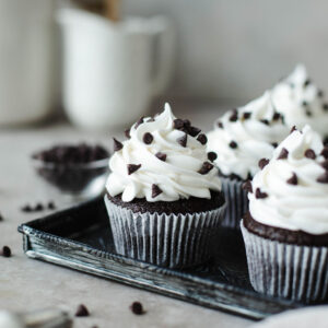 an easy to make dessert served with sprinkles on a black board.