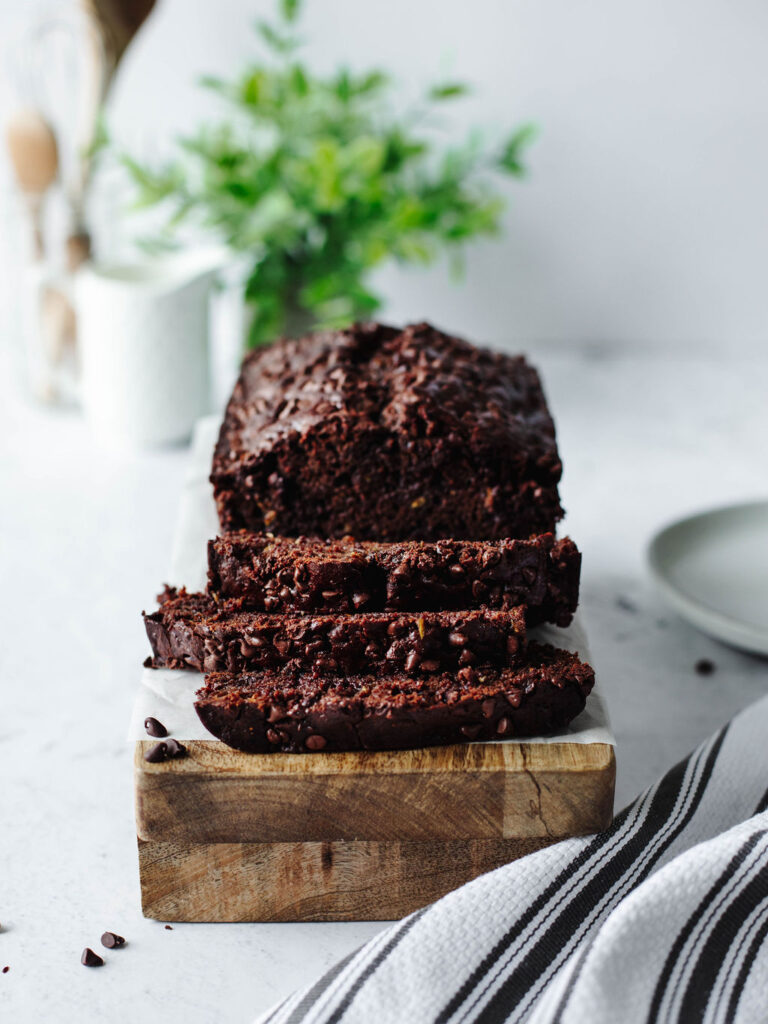 a moist and flavorful chocolate bread with a hidden veggie throughout.