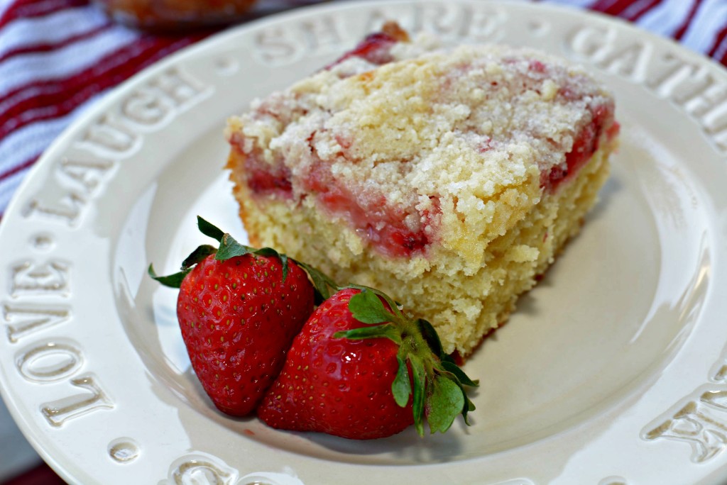 Strawberry Coffee Cake served on a plate!
