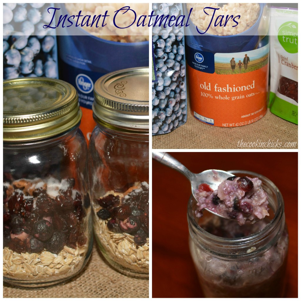 oatmeal, brown sugar, and berries combined in mason jars for a quick meal option