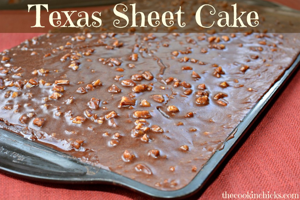 texas sheet cake has a fudge like frosting on top of a chocolate cake